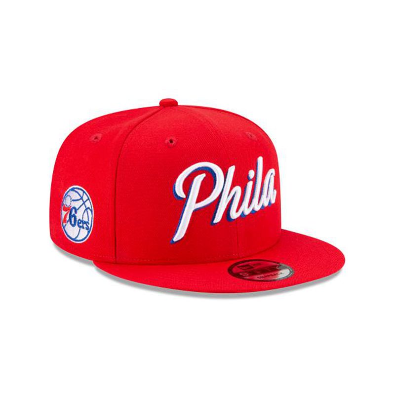 NBA Philadelphia 76ers Statement Edition 9Fifty Snapback (IAK5859) - Red New Era Caps